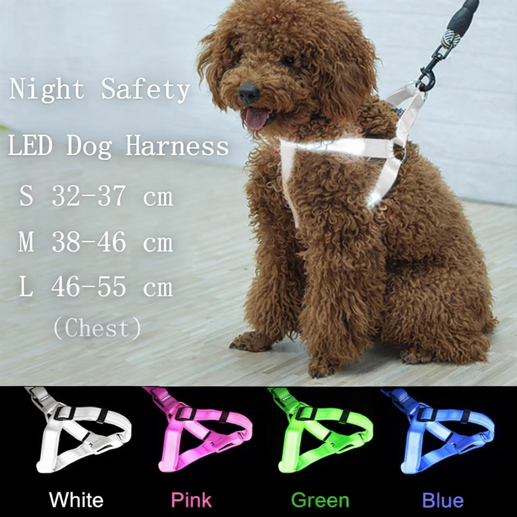LED Safety Dog Harness Leash For Night Walking